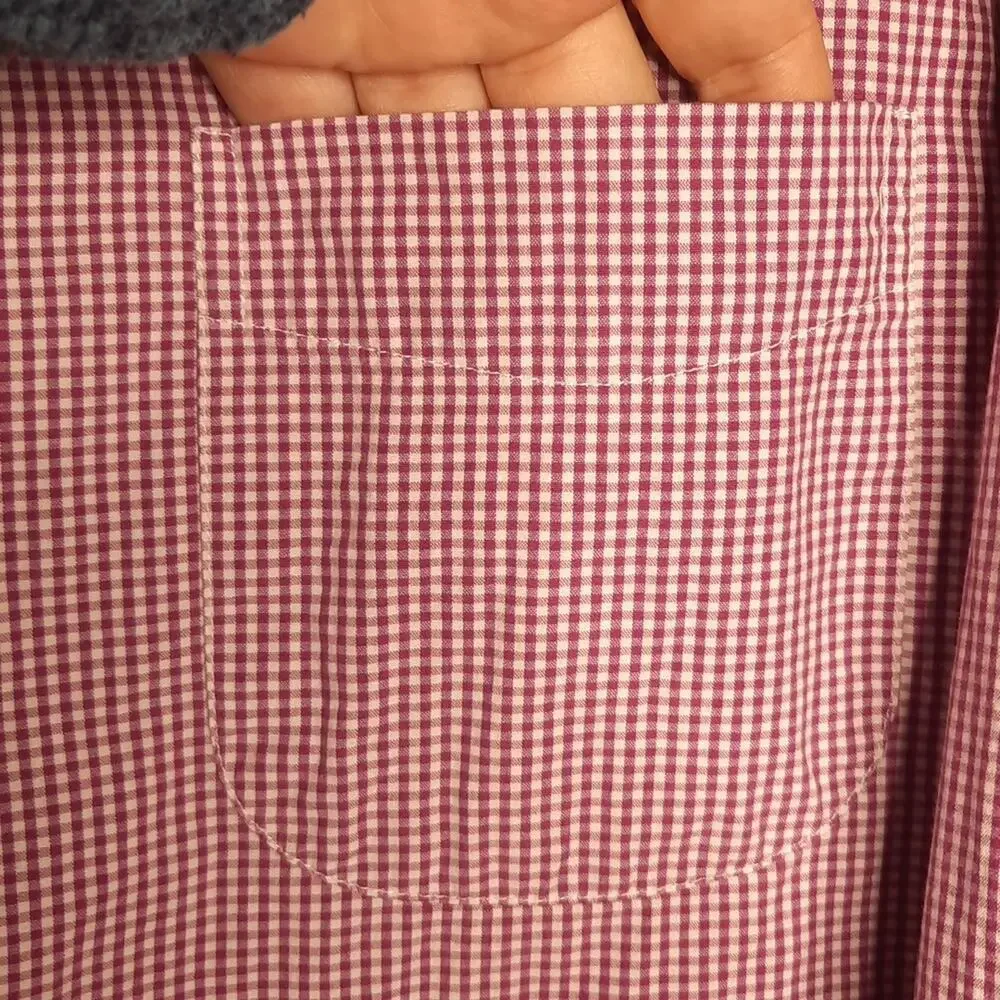 J. Crew Stretch Men's Slim Untucked Small Checkered Button Down Shirt Lg Short